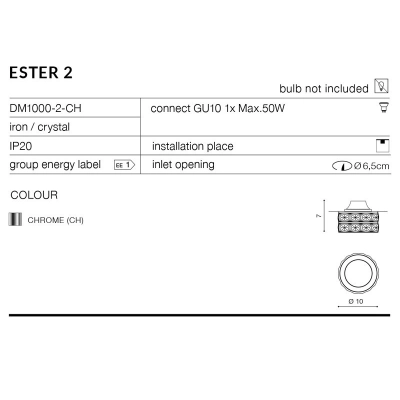 Oprawa stropowa Ester 2 (gold) AZ2467 AZZARDO