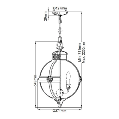 Żyrandol Adams – 3 źródła światła – Brąz brytyjski FE-ADAMS-3P-BRZ Elstead Lighting