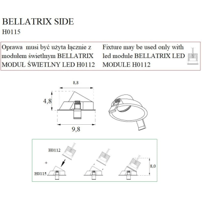Bellatrix H0115 Oprawa Wpustowa Side Biała - Bez Modułu Świetlnego Led H0112 MaxLight