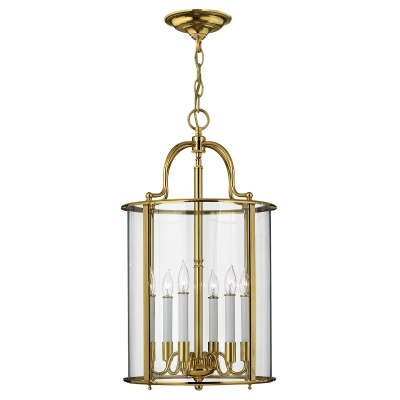 lafabryka.pl Duża lampa wisząca Gentry – 6 źródeł światła – Polerowany mosiądz HK-GENTRY-P-L-PB Elstead Lighting