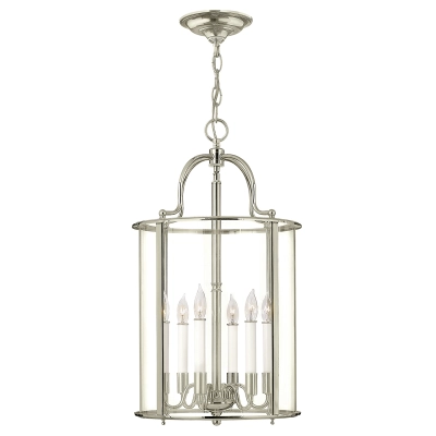 lafabryka.pl Duża lampa wisząca Gentry – 6 źródeł światła – Polerowany nikiel HK-GENTRY-P-L-PN Elstead Lighting