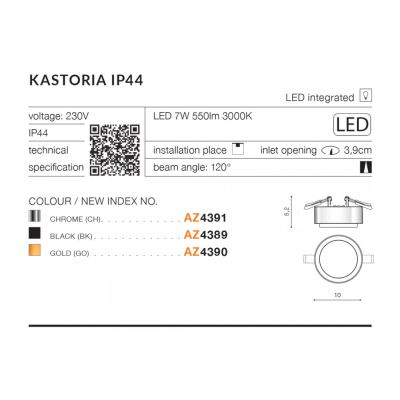 lafabryka.pl Plafon Kastoria 3000K (chrome) AZ4391 AZZARDO