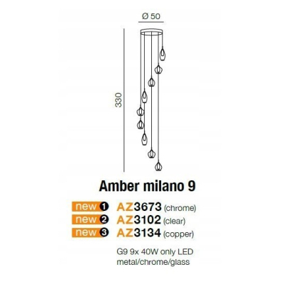 Lampa wisząca AMBER MILANO 9 AZ3102 AZZARDO