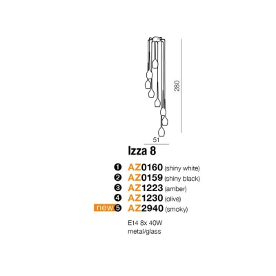 Lampa wisząca IZZA 8 AZ0159 + LED żarówki  Grats