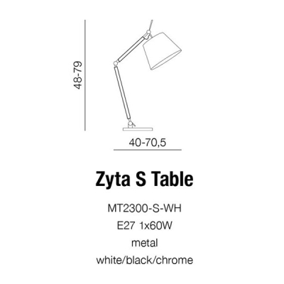 lafabryka.pl Lampa stołowa ZYTA S TABLE grey AZ1848+AZ2598 śr.20cm AZZARDO