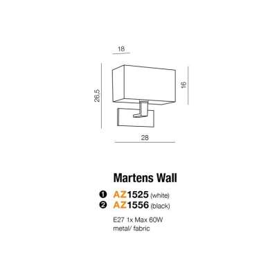 Kinkiet MARTENS WALL OVAL WH AZ1525