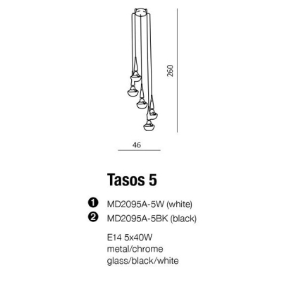 Lampa wisząca TASOS 5 AZ0981black