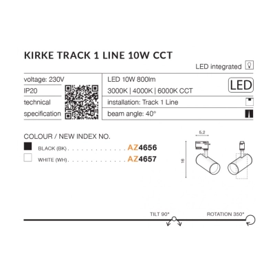 lafabryka.pl Kirke Track 1Line 10W CCT (white) AZ4657 AZZARDO