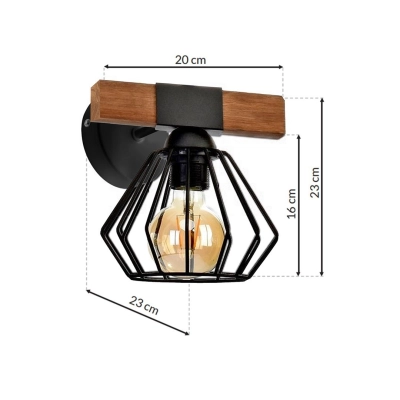 lafabryka.pl Kinkiet OZZY BLACK / WOOD 1xE27 60W MLP6250 Milagro