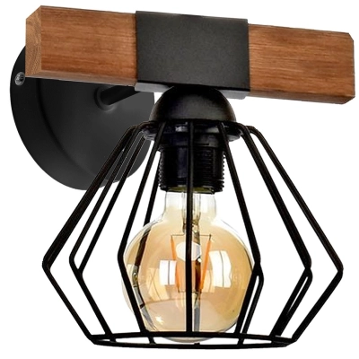 lafabryka.pl Kinkiet OZZY BLACK / WOOD 1xE27 60W MLP6250 Milagro