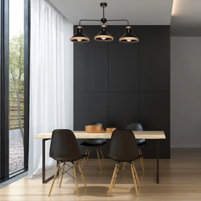 lafabryka.pl Lampa sufitowa SALMA BLACK / WOOD 3xE27 60W MLP6297 Milagro