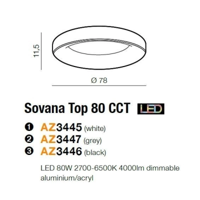 lafabryka.pl Plafon Sovana Top 80 CCT (grey) AZ3447 AZZARDO