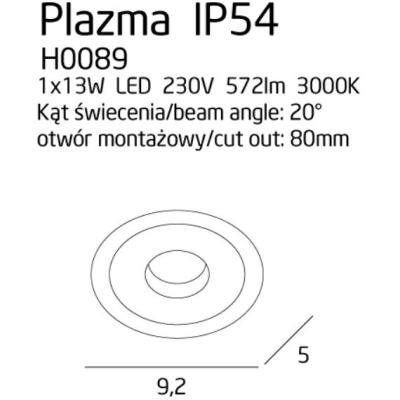 lafabryka Plazma oprawa podtynkowa biała IP54 H0089 MaxLight