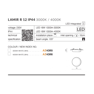 lafabryka.pl Oprawa podstropowa Lamir R 12 3000K AZ4385 AZZARDO