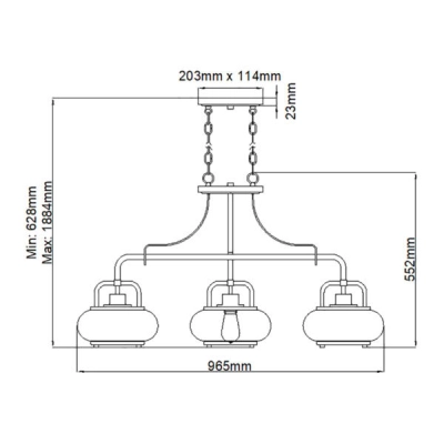 Podłużna lampa wisząca Trilogy – 3 źródła światła – Szczotkowany nikiel QZ-TRILOGY-ISLE-BN Elstead Lighting