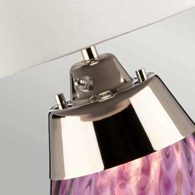 Mała lampa stołowa Lena – 2 źródła światła – Śliwkowe szkło i biały abażur LENA-TL-S-PLUM-OWSS Elstead Lighting