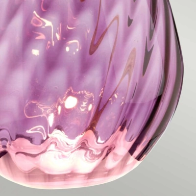 Mała lampa stołowa Lena – 2 źródła światła – Śliwkowe szkło i biały abażur LENA-TL-S-PLUM-OWSS Elstead Lighting