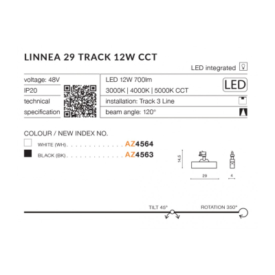 lafabryka.pl Linnea 29 Track 3Line 12W CCT (black) AZ4563 LED 12W 700lm 3000K - 6000K CCT METAL ACRYL PC AZZARDO
