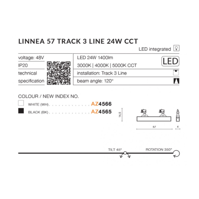 lafabryka.pl Linnea 57 Track 3Line 24W CCT (white) AZ4566 LED 24W 1400lm 3000K - 6000K CCT METAL ACRYL PC AZZARDO