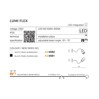 lafabryka.pl Kinkiet Lumi Flex (white) AZ4562 AZZARDO