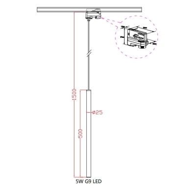 lafabryka.pl Lampa wisząca czarna do szynoprzewodu LUNGO 1 LP-894/1P BK 3F LIGHT PRESTIGE
