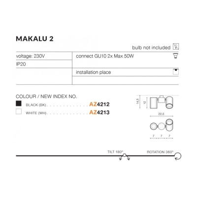 lafabryka.pl Plafon Makalu 2 (black) AZ4212 AZZARDO