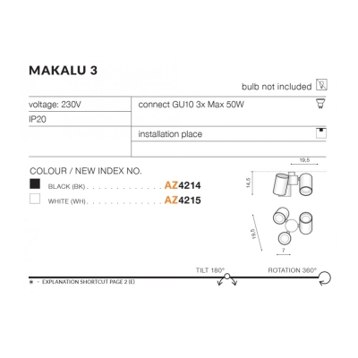 lafabryka.pl Plafon Makalu 3 (black) AZ4214 AZZARDO