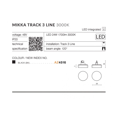 lafabryka.pl Mikka Track 3Line (black) AZ4516 LED 24W 1700lm 3000K METAL ACRYL AZZARDO