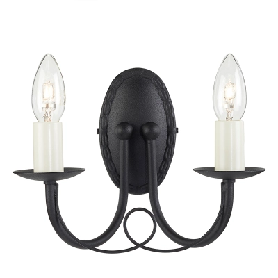 lafabryka.pl Kinkiet Minster – 2 źródła światła – Czarny MN2-BLACK Elstead Lighting