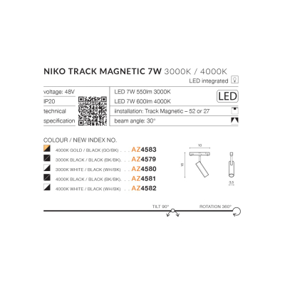 lafabryka.pl Niko Track Magnetic 3000K (gold/black) AZ4583 AZZARDO