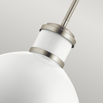 Lampa wisząca Tollis – 1 źródło światła – Białe/ Szczotkowany nikiel QN-TOLLIS-P-BN Elstead Lighting