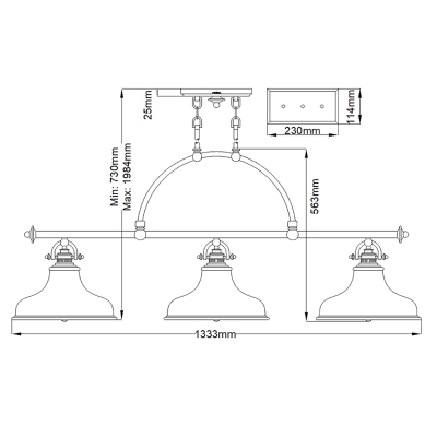 Podłużna lampa wisząca Emery – 3 źródła światła – Cesarskie srebro QZ-EMERY3P-IS Elstead Lighting