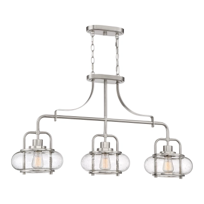 lafabryka.pl Podłużna lampa wisząca Trilogy – 3 źródła światła – Szczotkowany nikiel QZ-TRILOGY-ISLE-BN Elstead Lighting