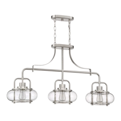 Podłużna lampa wisząca Trilogy – 3 źródła światła – Szczotkowany nikiel QZ-TRILOGY-ISLE-BN Elstead Lighting