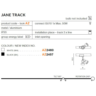 lafabryka.pl Reflektor Jane track (black) AZ2457 AZZARDO ........KOD: 15509