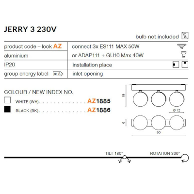 Plafon Jerry 3 230V (white) AZ1885 AZZARDO