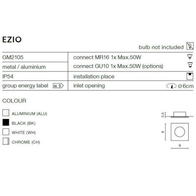Oprawa stropowa Lampa EZIO 1 Chrome AZ1051 IP54