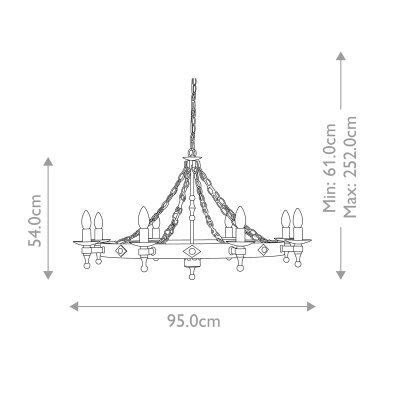 Żyrandol Warwick – 8 źródeł światła WR8-GRAPHITE Elstead Lighting