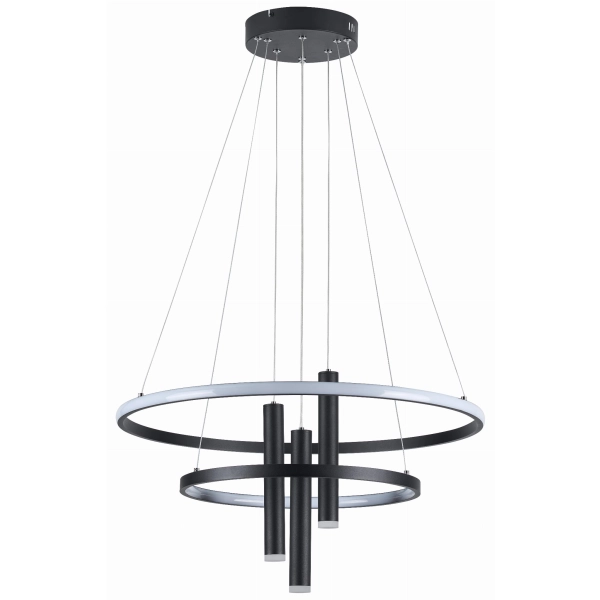 Lampa wisząca Amanda LED czarny mat Ringi i tuby włączane osobno 343005-30 REALITY