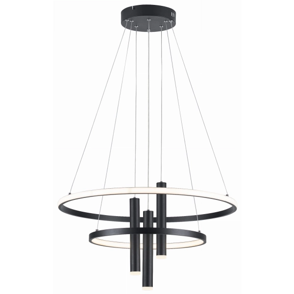 Lampa wisząca Amanda LED czarny mat Ringi i tuby włączane osobno 343005-30 REALITY