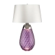 lafabryka.pl Duża lampa stołowa Lena – 2 źródła światła – Śliwkowe szkło i biały abażur LENA-TL-L-PLUM-OWSS Elstead Ligh