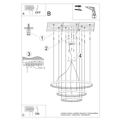 Żyrandol RIO 3 55/78/110 biały LED 3000K TH.215 Thoro