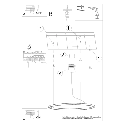 Żyrandol RISA 90 czarny LED 3000K TH.275 Thoro