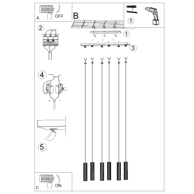 Lampa wisząca IVAR 6L ochra czerwona LED 4000K TH.633 Thoro