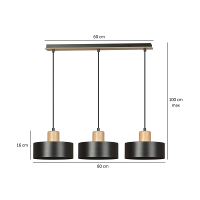 Lampa wisząca  TORIN 3 BLACK 1046/3 EMIBIG