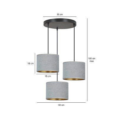 Lampa wisząca HILDE 3 BL PREMIUM GRAY 1050/3PREM EMIBIG