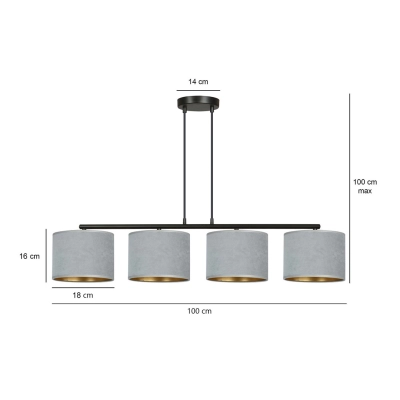 Lampa wisząca HILDE 4 BL GRAY 1050/4 EMIBIG