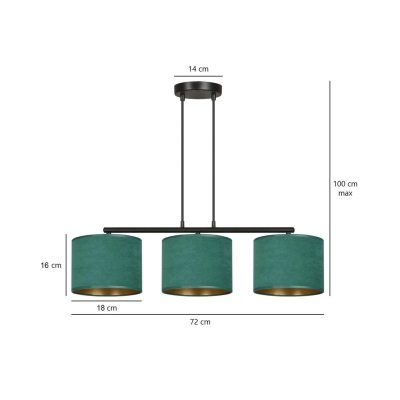 Lampa wisząca HILDE 3 BL GREEN 1051/3 EMIBIG