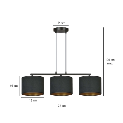 Lampa wisząca HILDE 3 BL BLACK 1054/3 EMIBIG