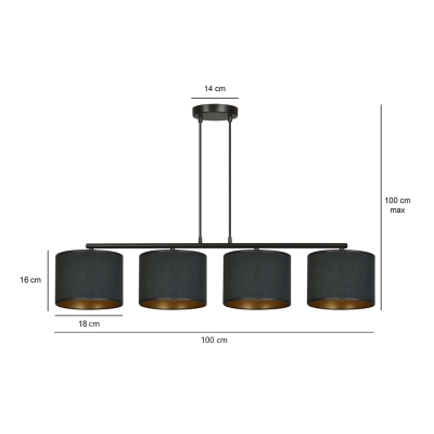 Lampa wisząca HILDE 4 BL BLACK 1054/4 EMIBIG